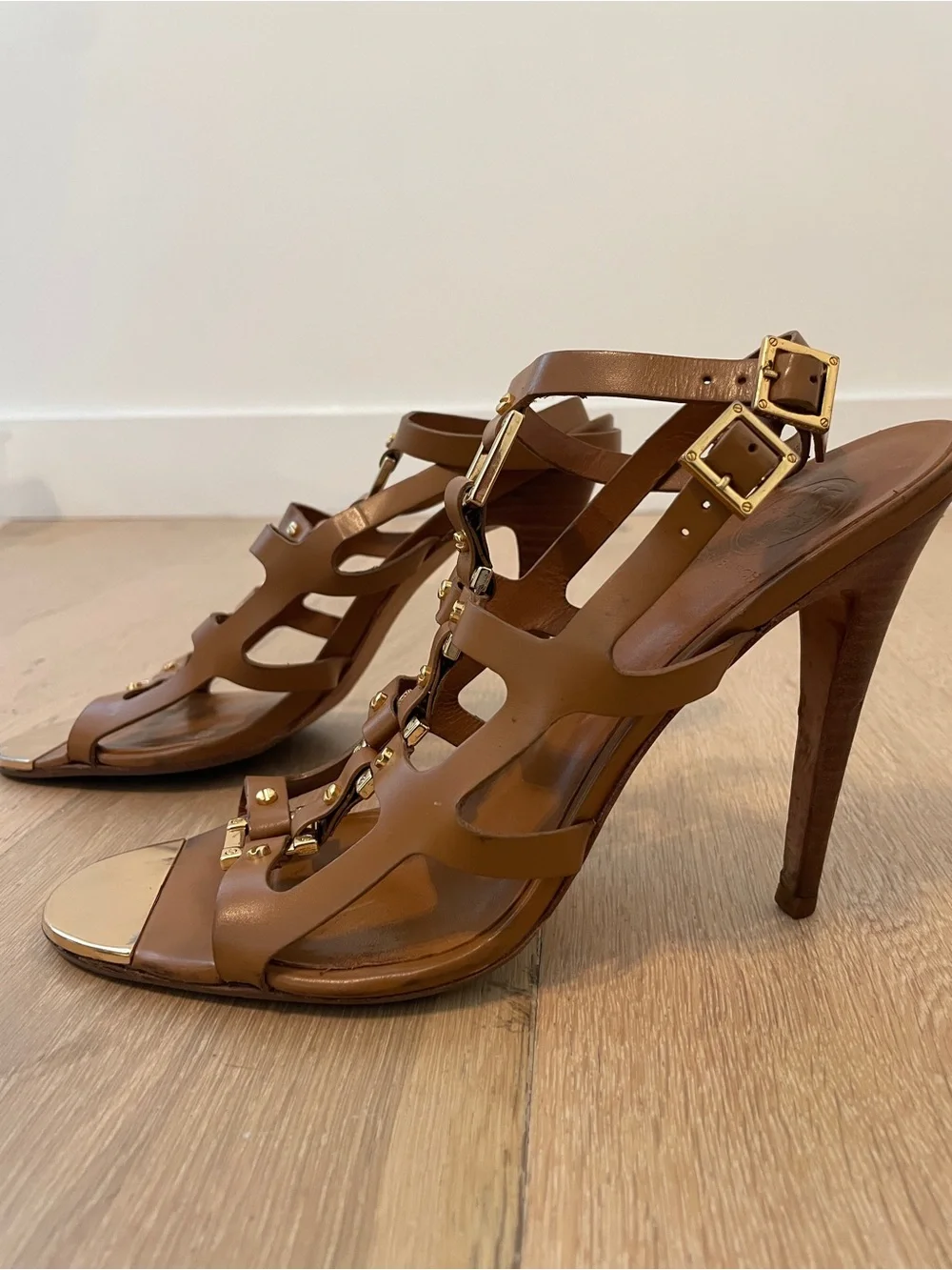 Tory Burch Francesca Leather Gladiator High-Heel Sandals - Size 10